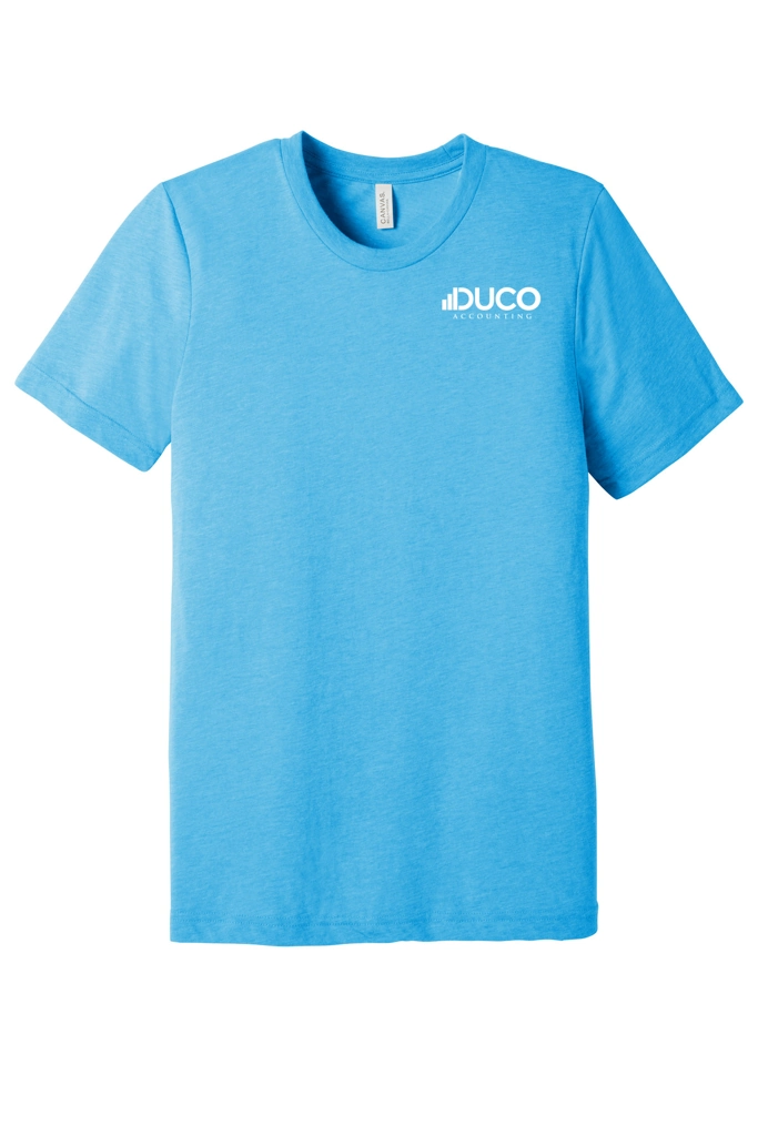 Color Image for BC3413 - BELLA+CANVAS® Unisex Triblend Short Sleeve Tee - Aqua Triblend - Duco - 1c White