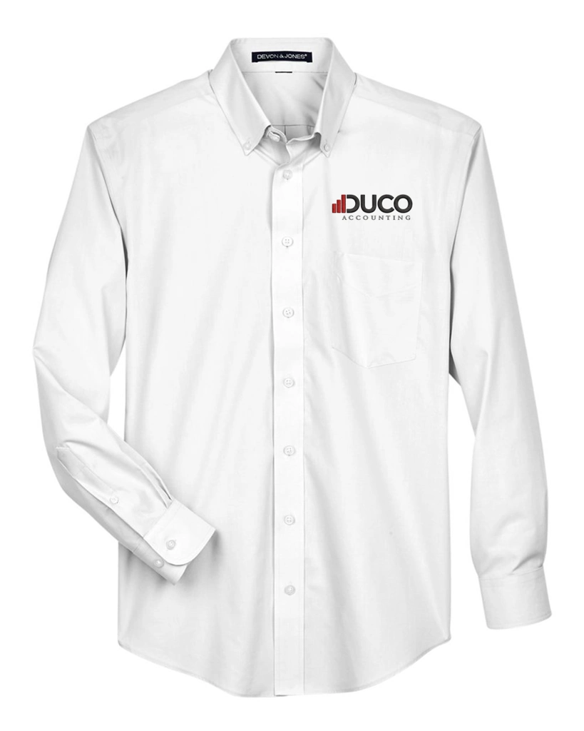 Color Image for D620 - Devon & Jones Men's Crown Collection® Broadcloth Woven Dress Shirt - White - Duco - FC - E