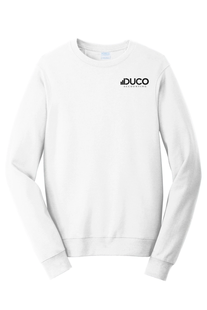 Color Image for PC850 - Port & Co™ Fan Favorite™ Fleece Crewneck Sweatshirt - White - Duco - 1C Black - D