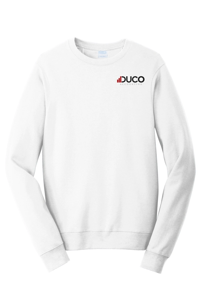 Color Image for PC850 - Port & Co™ Fan Favorite™ Fleece Crewneck Sweatshirt - White - Duco - FC D