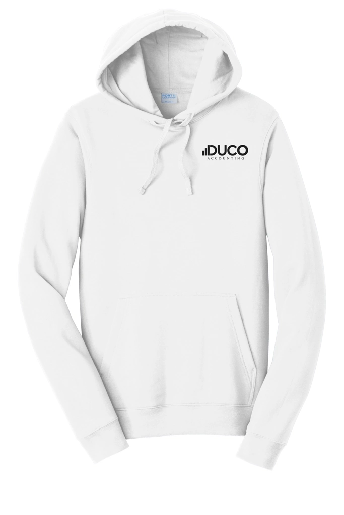 Color Image for PC850H - Port & Co™ Fan Favorite™ Fleece Pullover Hooded Sweatshirt - White - Duco - 1C Black - D