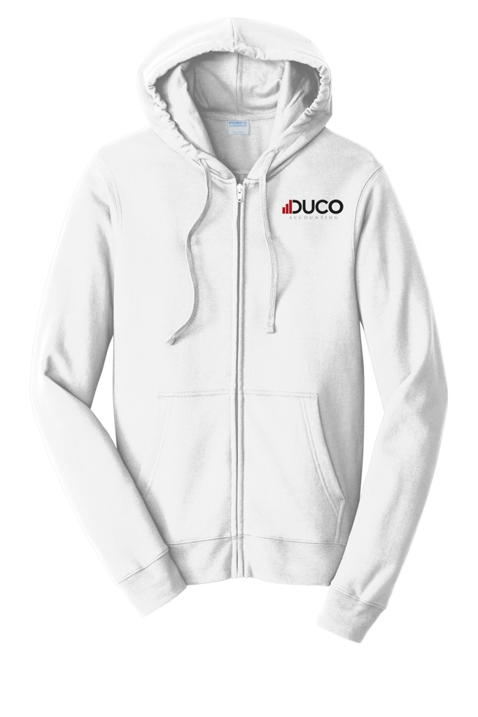 Color Image for PC850ZH - Port & Co™ Fan Favorite™ Fleece Full-Zip Hooded Sweatshirt - White - Duco - FC D