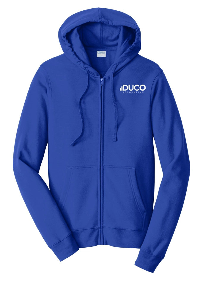 Variant Image for PC850ZH - Port & Co™ Fan Favorite™ Fleece Full-Zip Hooded Sweatshirt - Duco - 1C White - D - Website Duco Accounting