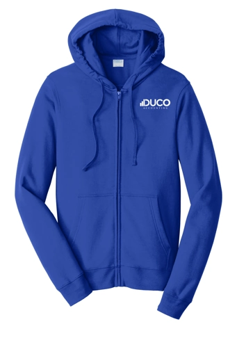 Variant Image for PC850ZH - Port & Co™ Fan Favorite™ Fleece Full-Zip Hooded Sweatshirt - Duco - 1C White - D - Website Duco Accounting